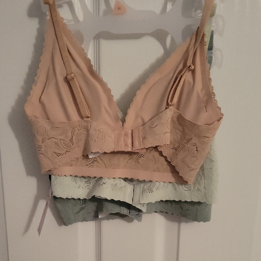 Danskin Lace Bralette Trio - Green, Light Green and Nude NWT - Picture 5 of 5